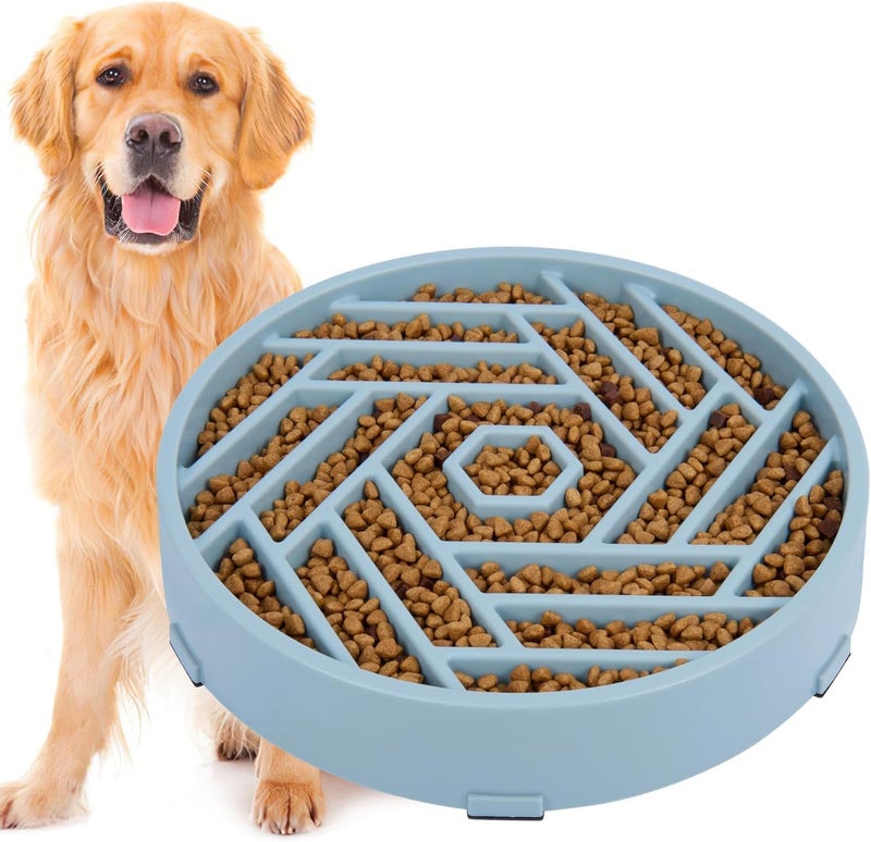 tobyto Slow Feeder Dog Bowls Large Medium Breed,Anti-Choking Slow Eating Dog Food Bowl,Non Slip Pet Slower Food Feeding Bowls Large Puzzle Slow Feeder Bloat Stop Maze Dog Dishes,Mist Blue - Image 1